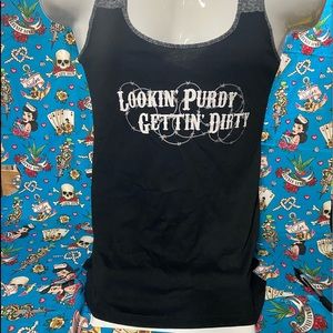 Looking Purdy Gettin Dirty Racer back Tank size small